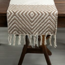 Handwoven Cotton Table Runner – Geometric Diamond Pattern (70×14 in)